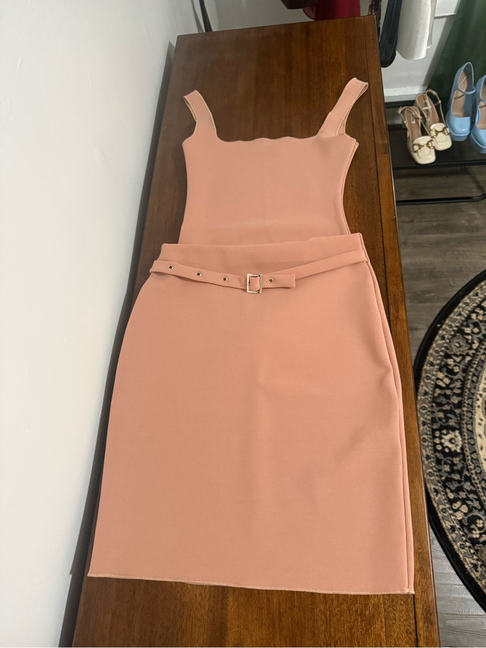 Zara Midi Skirt with Matching Onesie in Dusty Peach